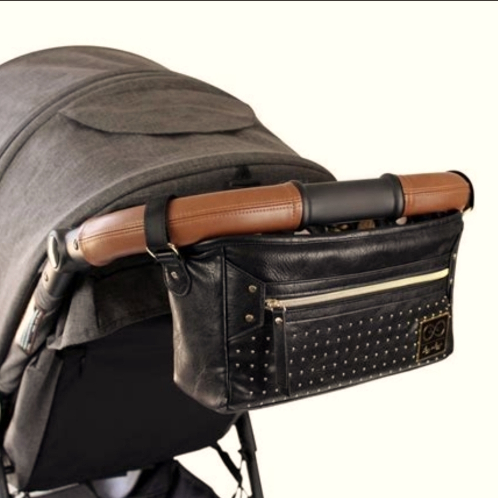 Itsy Ritzy by Chelsea and Cole Stroller caddy/ black, gold studs
